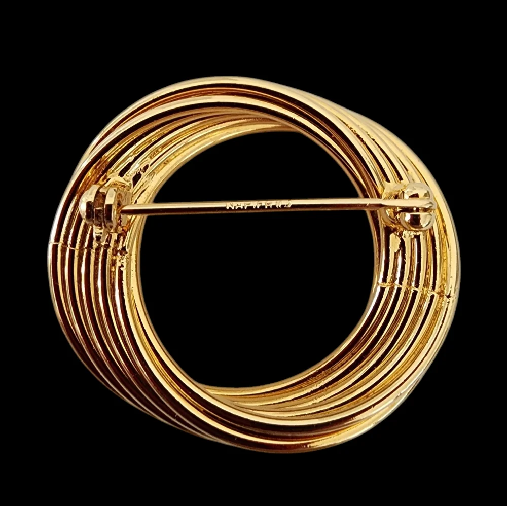 Napier Vintage Brooch Pin circle brooch gold tone